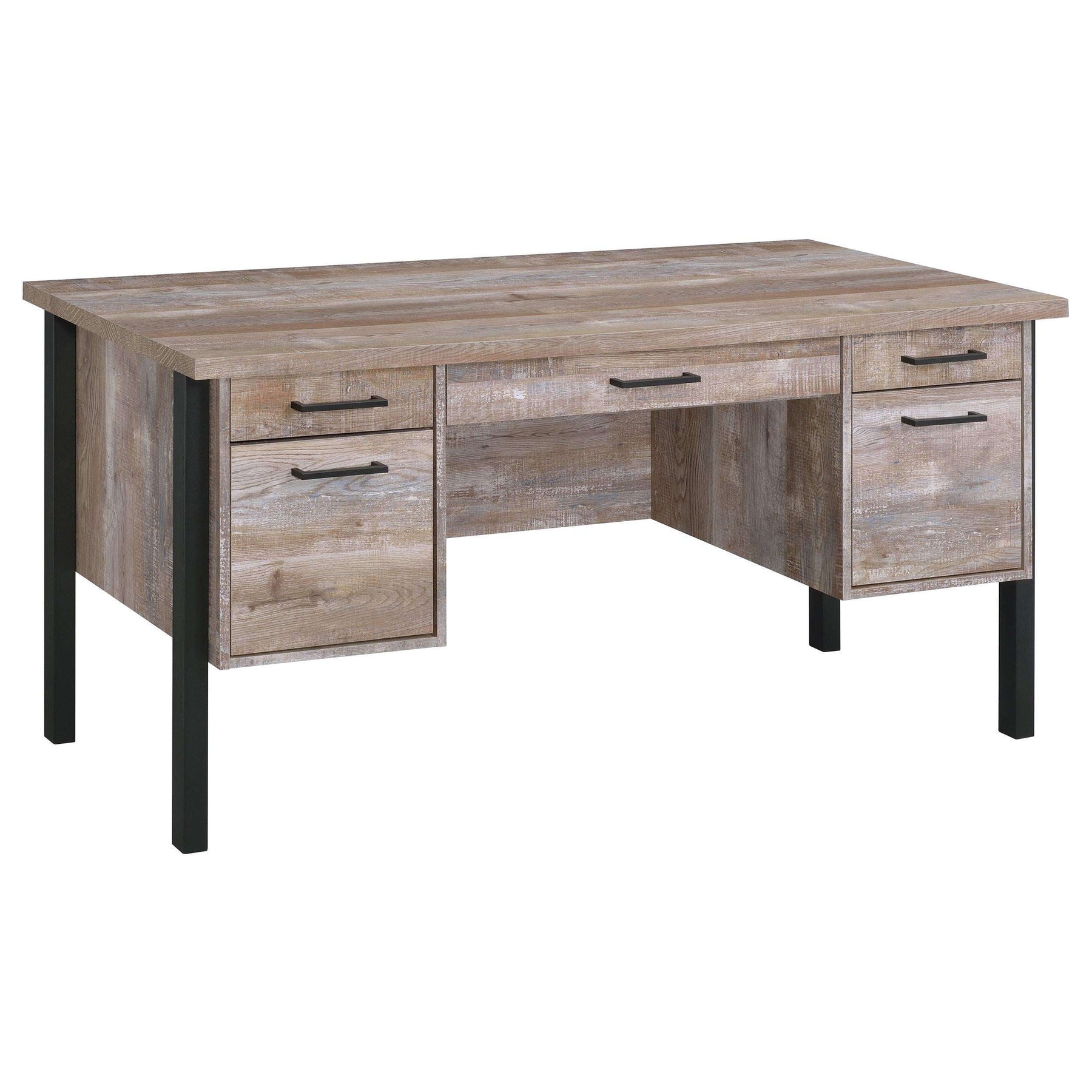 Samson 4-drawer Office Desk Weathered Oak Half Price Furniture