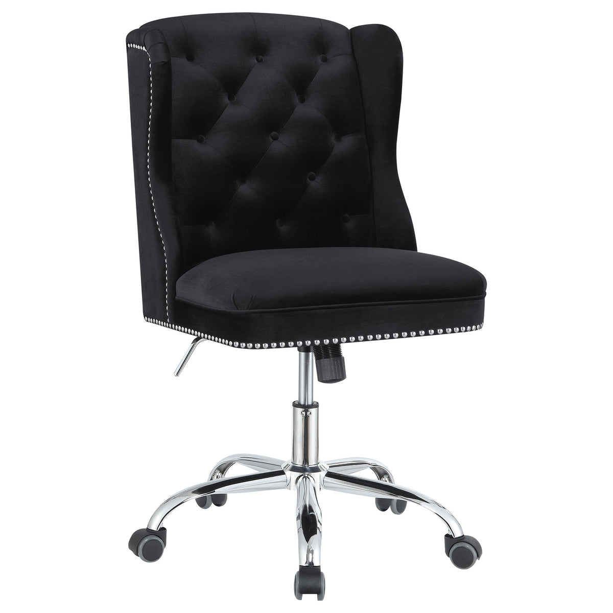 Julius Upholstered Tufted Office Chair Black and Chrome  Half Price Furniture