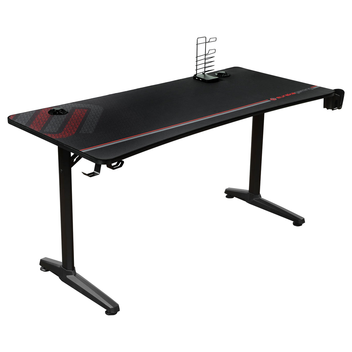 Tarnov Rectangular Metal Gaming Desk with USB Ports Black  Half Price Furniture