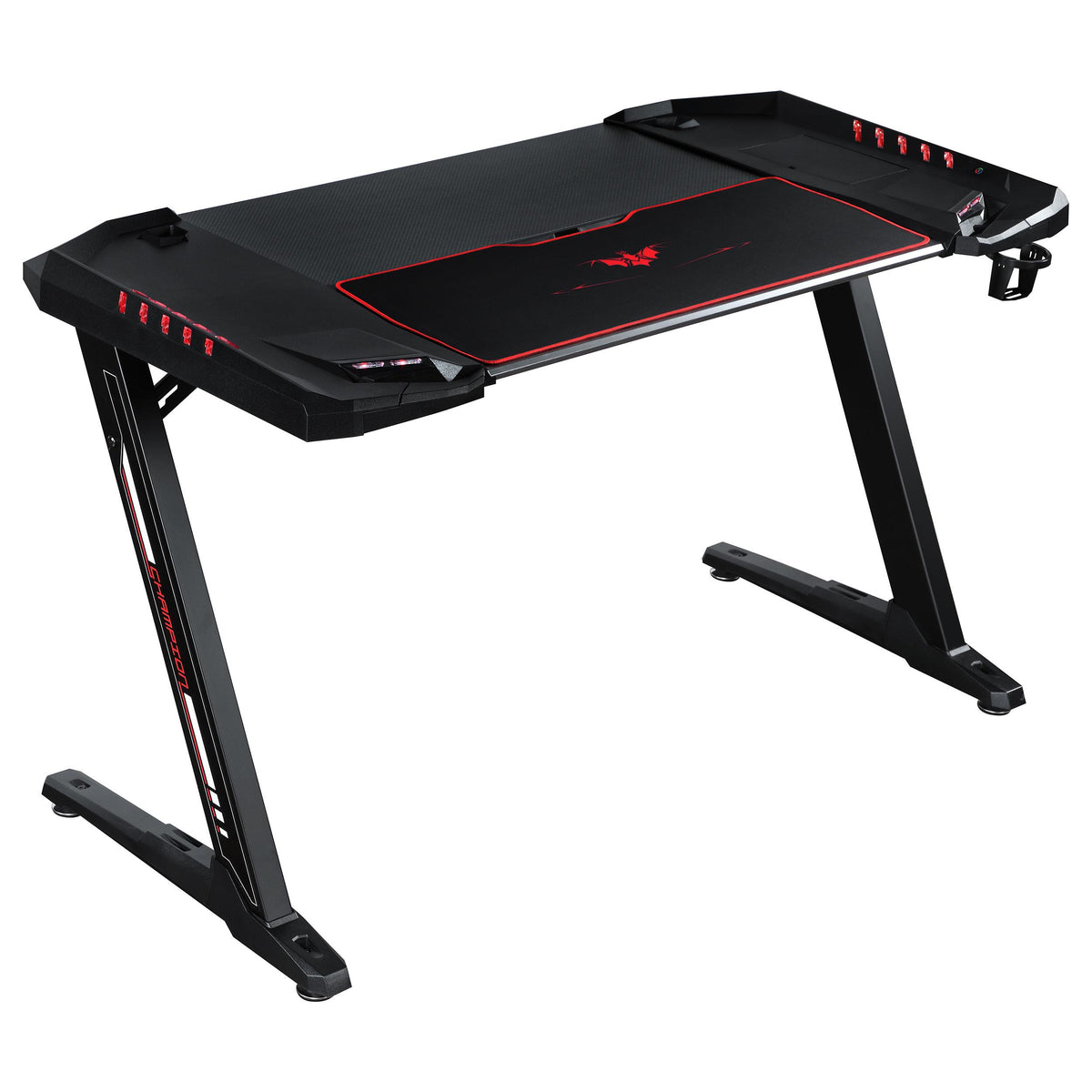 Ardsley Z-framed Gaming Desk with LED Lighting Black  Half Price Furniture