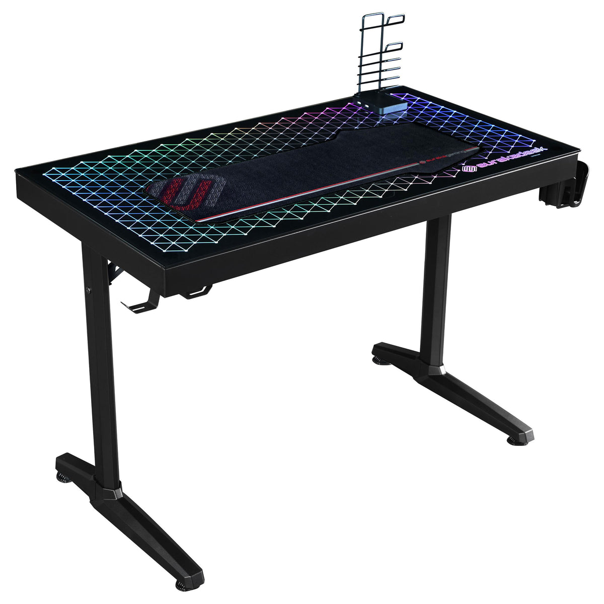 Avoca Tempered Glass Top Gaming Desk Black  Half Price Furniture