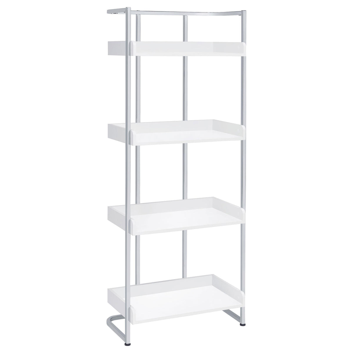 Ember 4-shelf Bookcase White High Gloss and Chrome Ember 4-shelf Bookcase White High Gloss and Chrome Half Price Furniture