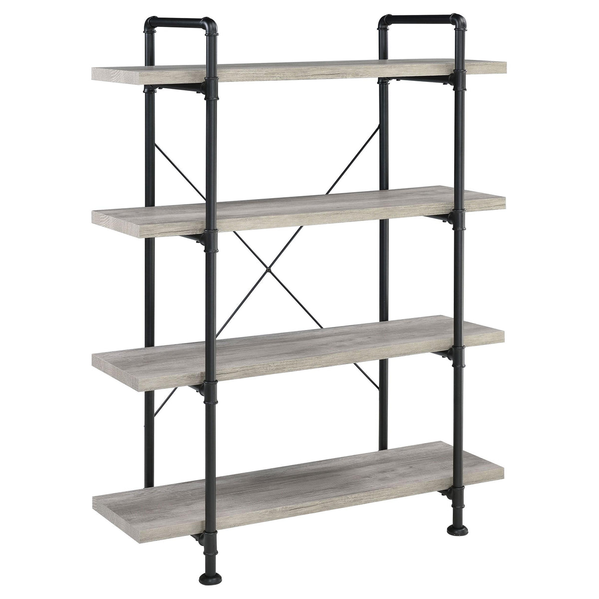 Delray 4-tier Open Shelving Bookcase Grey Driftwood and Black Delray 4-tier Open Shelving Bookcase Grey Driftwood and Black Half Price Furniture