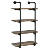 Elmcrest 24-inch Wall Shelf Black and Rustic Oak Half Price Furniture