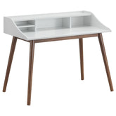Percy 4-Compartment Writing Desk White and Walnut Half Price Furniture
