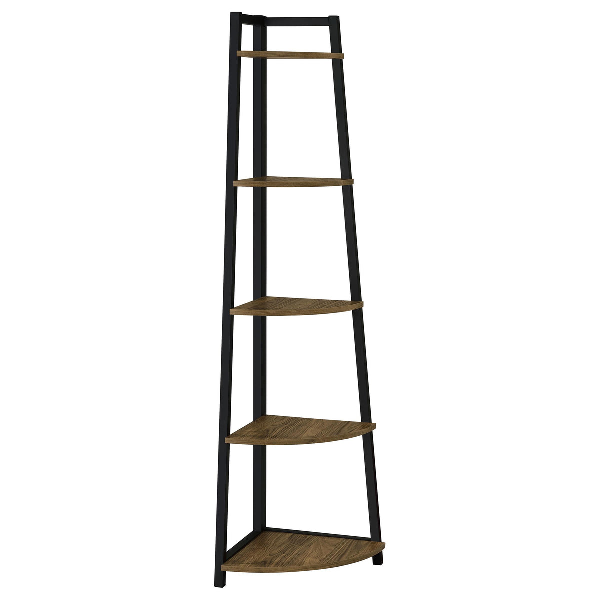 Jacksonville 5-tier Corner Bookcase Aged Walnut Half Price Furniture