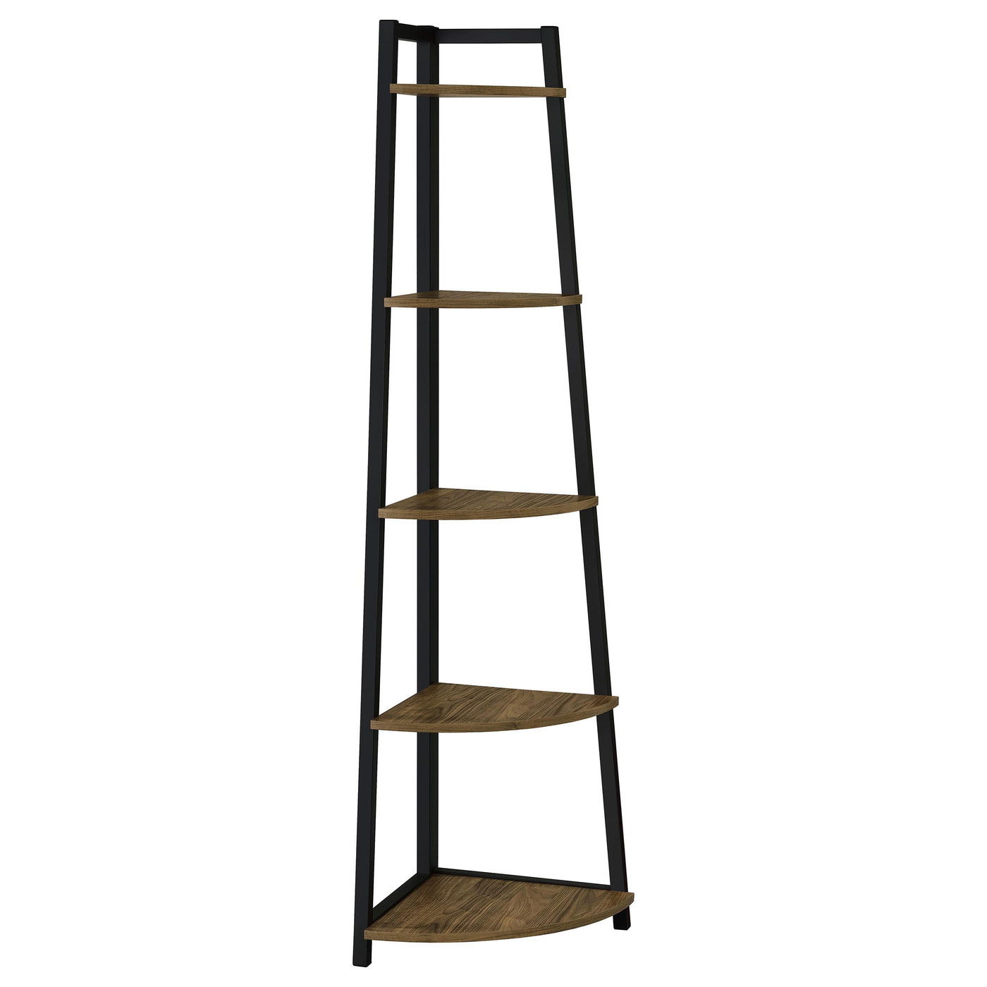 Jacksonville 5-tier Corner Bookcase Aged Walnut Half Price Furniture