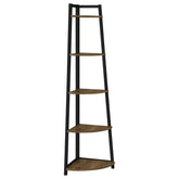 Jacksonville 5-tier Corner Bookcase Aged Walnut Half Price Furniture
