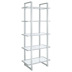 Hartford Glass Shelf Bookcase Chrome Half Price Furniture