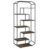 Leland 6-shelf Bookcase Rustic Brown and Dark Grey Half Price Furniture