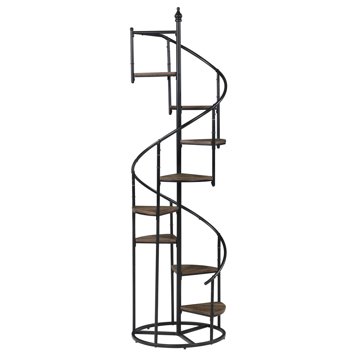 Roseglen 8-shelf Staircase Bookcase Rustic Brown and Black Half Price Furniture