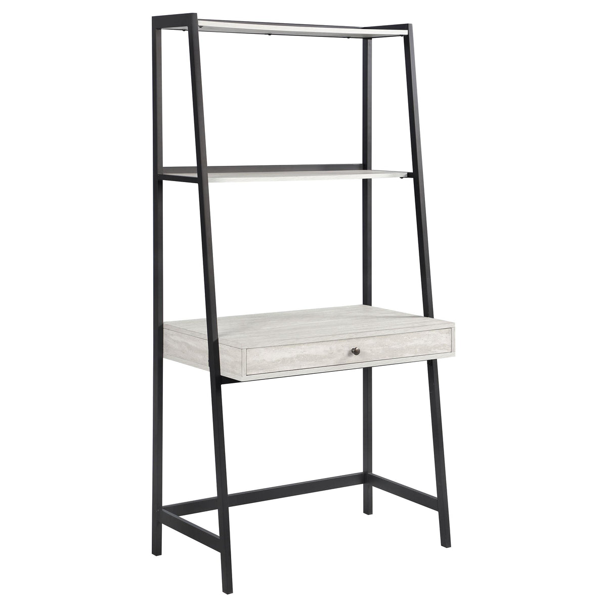 Pinckard 1-drawer Ladder Desk Grey Stone and Black  Half Price Furniture
