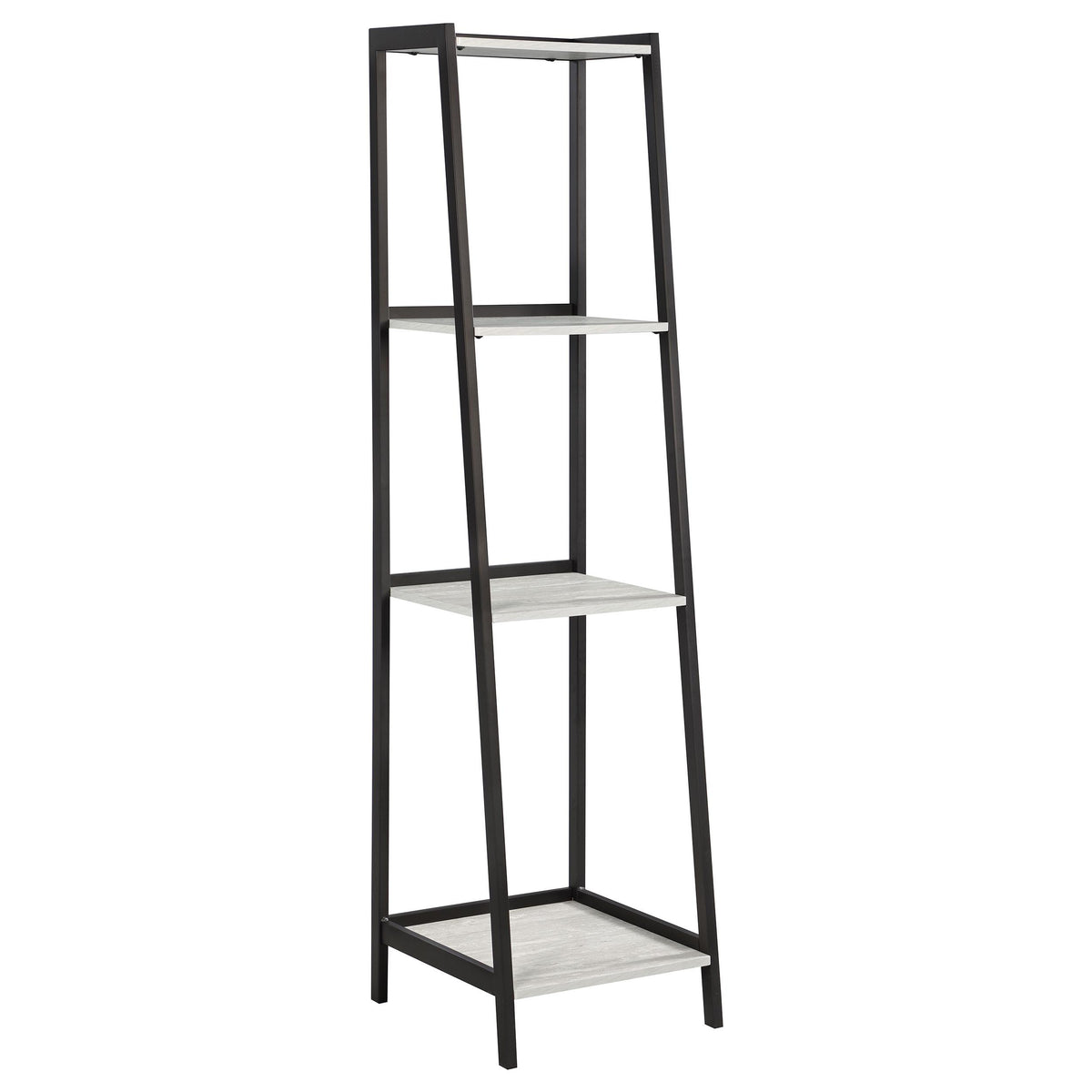 Pinckard 4-shelf Ladder Bookcase Grey Stone and Black Pinckard 4-shelf Ladder Bookcase Grey Stone and Black Half Price Furniture
