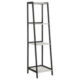 Pinckard 4-shelf Ladder Bookcase Grey Stone and Black  Half Price Furniture