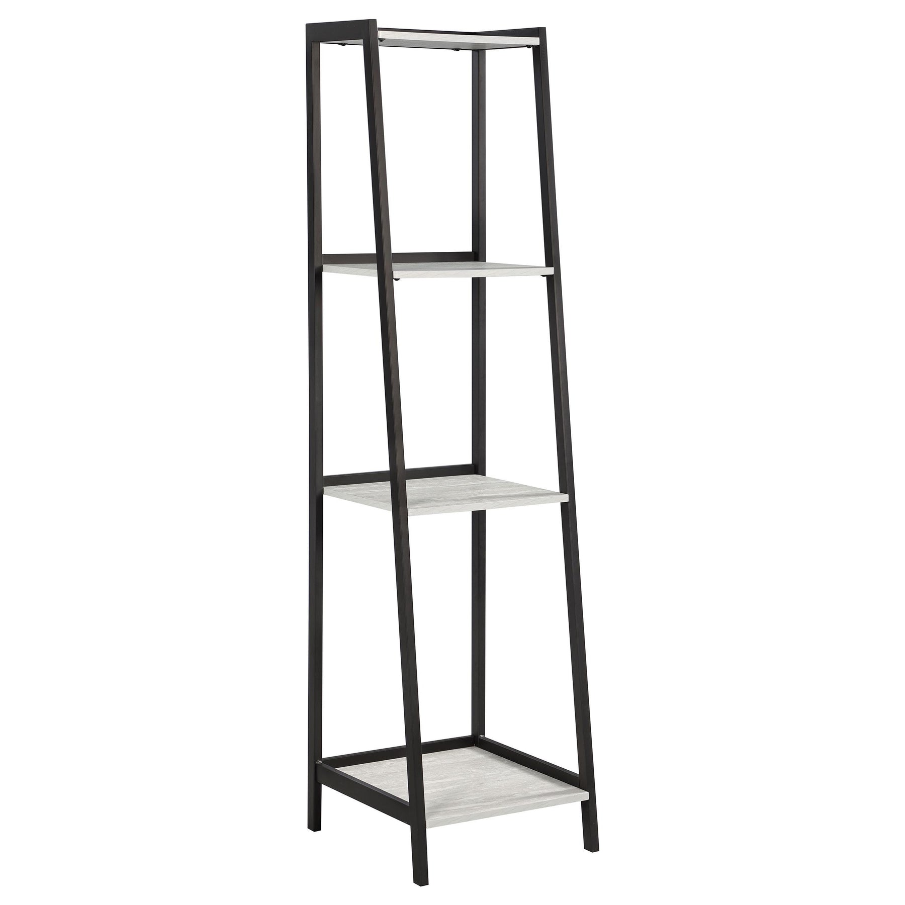 Pinckard 4-shelf Ladder Bookcase Grey Stone and Black  Half Price Furniture