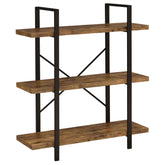 Cole 3-Shelf Bookcase Antique Nutmeg and Black Half Price Furniture