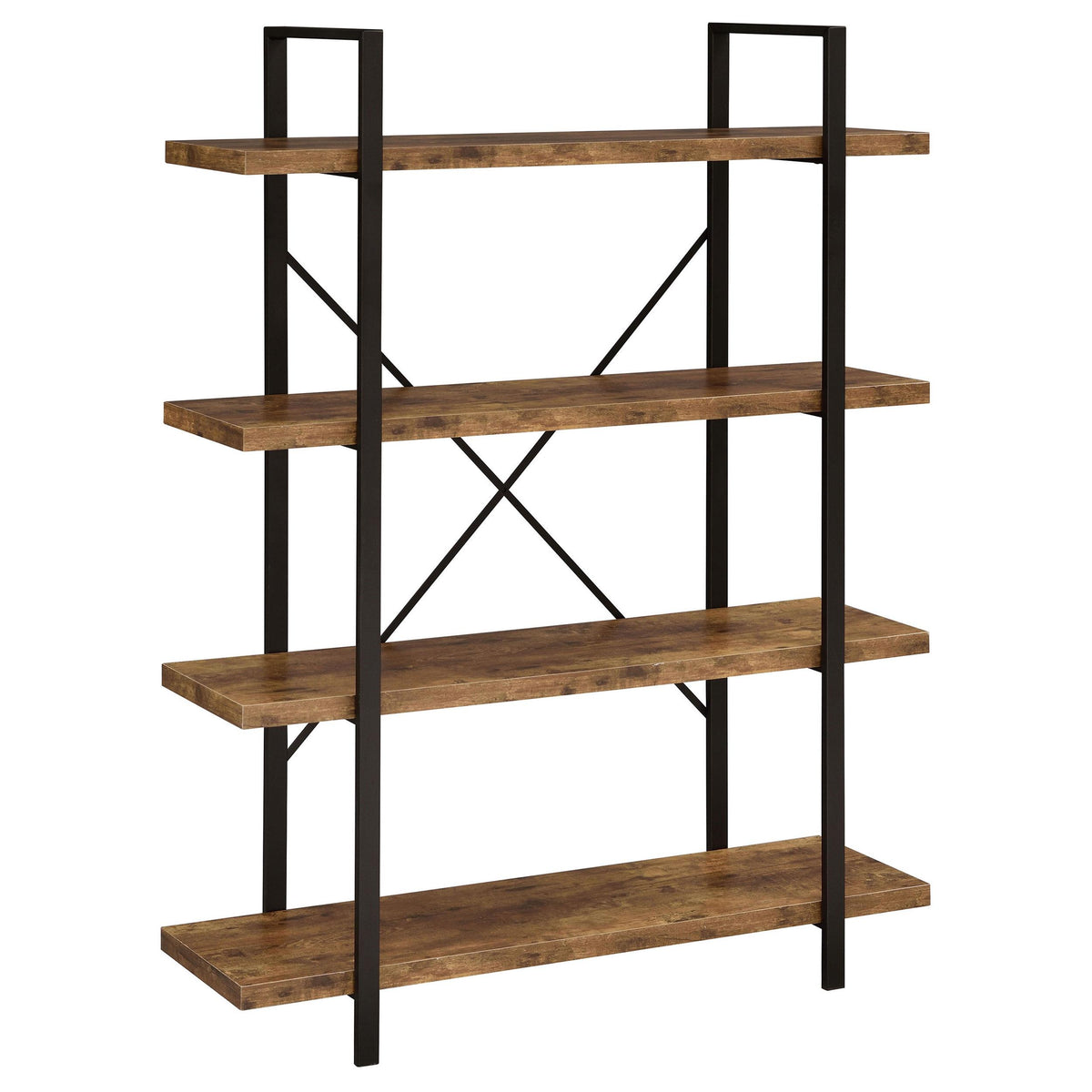 Cole 4-Shelf Bookcase Antique Nutmeg and Black Cole 4-Shelf Bookcase Antique Nutmeg and Black Half Price Furniture