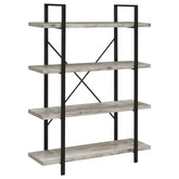 Cole 4-Shelf Bookcase Grey Driftwood and Gunmetal Half Price Furniture