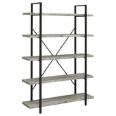 Cole 5-Shelf Bookcase Grey Driftwood and Gunmetal  Half Price Furniture