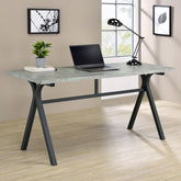 Tatum Rectangular Writing Desk Cement and Gunmetal Half Price Furniture