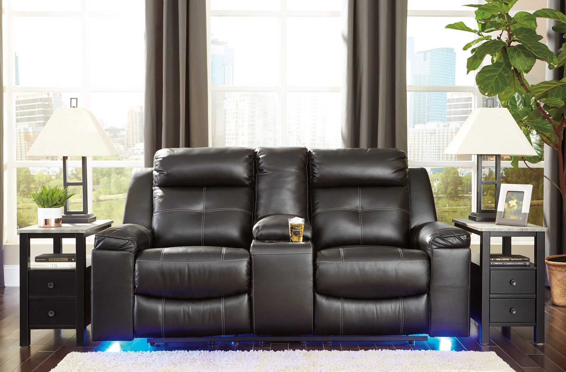 Kempten Reclining Loveseat with Console - Half Price Furniture