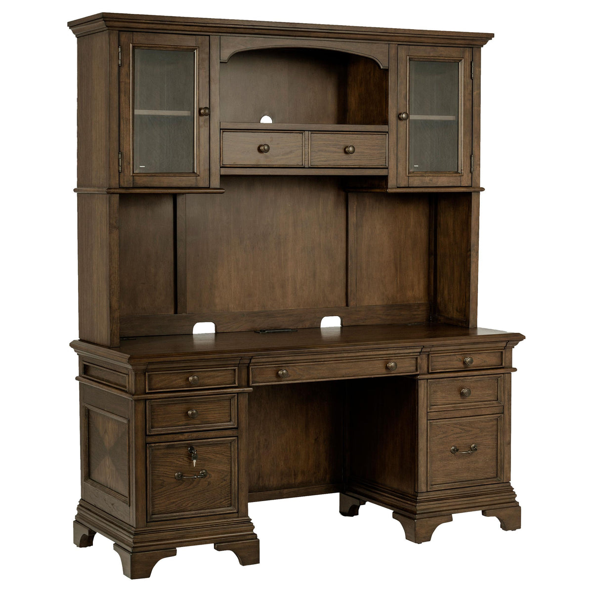 Hartshill Credenza with Hutch Burnished Oak Half Price Furniture
