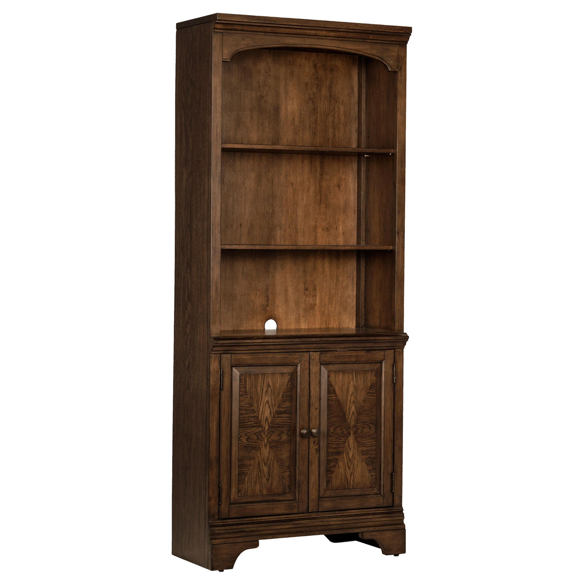 Hartshill Bookcase with Cabinet Burnished Oak  Half Price Furniture