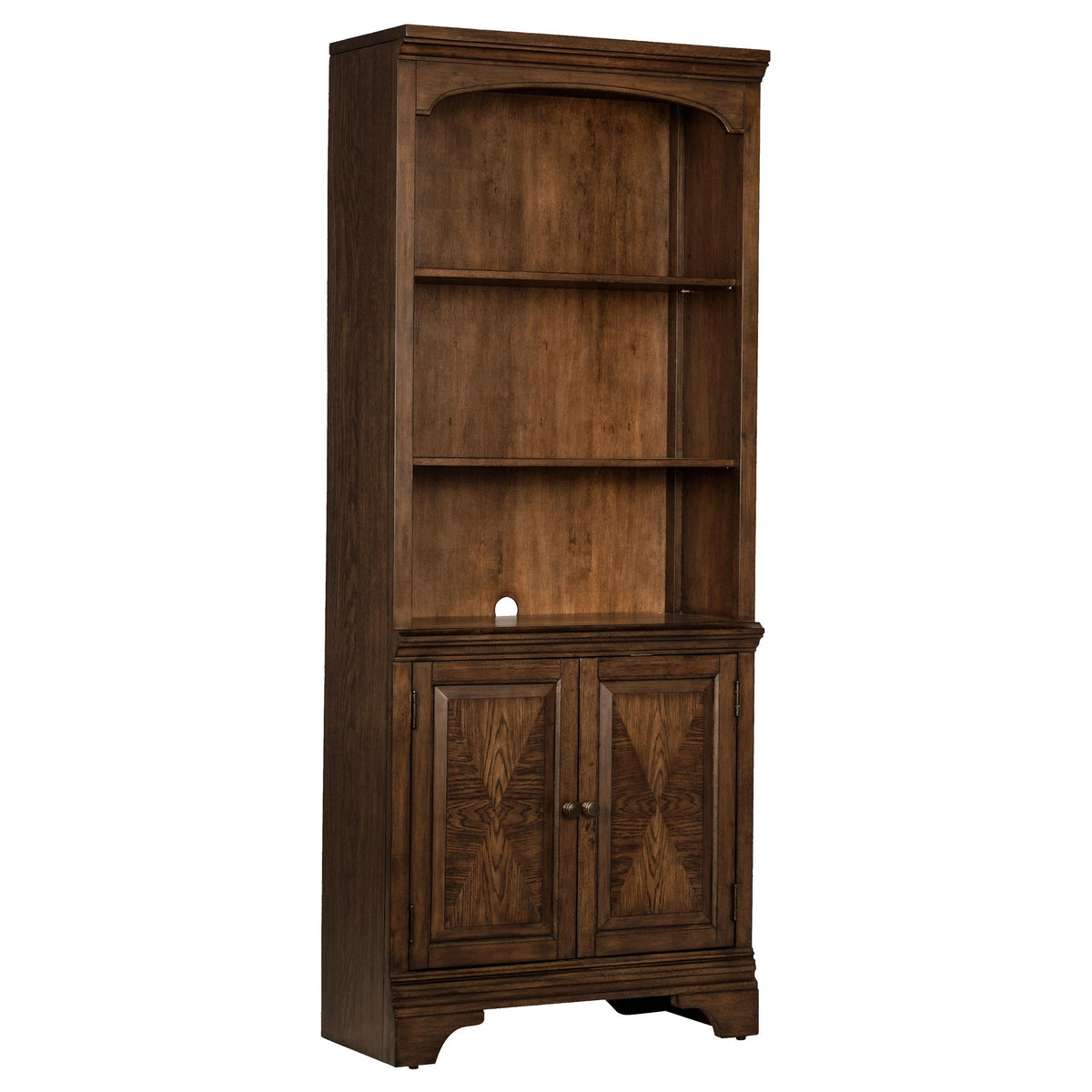 Hartshill Bookcase with Cabinet Burnished Oak Half Price Furniture