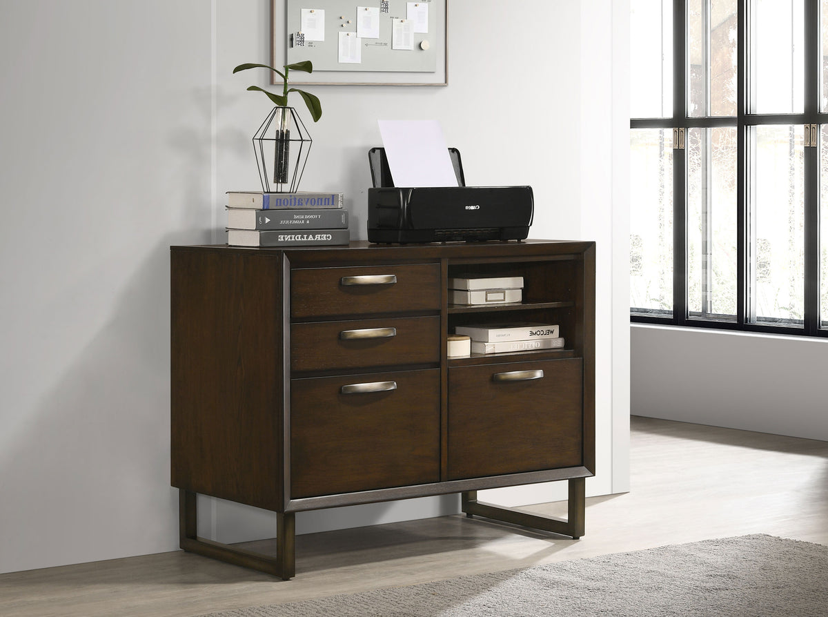 Marshall 4-drawer File Cabinet Dark Walnut and Gunmetal  Half Price Furniture