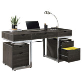 Noorvik 3-piece Writing Desk Set Dark Oak and Chrome  Half Price Furniture