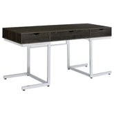 Noorvik 3-drawer Writing Desk Dark Oak and Chrome Half Price Furniture