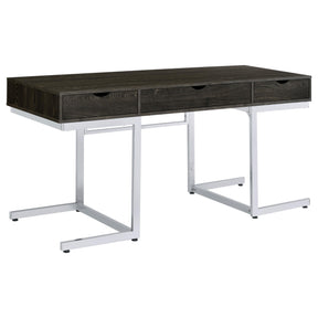 Noorvik 3-drawer Writing Desk Dark Oak and Chrome Half Price Furniture