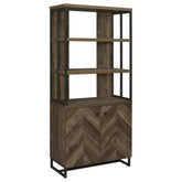 Millbrook 2-door Bookcase Rustic Oak Herringbone and Gunmetal  Half Price Furniture