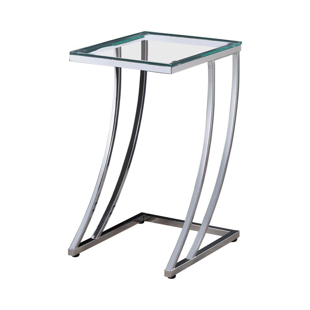 Cayden Rectangular Top Accent Table Chrome and Clear  Half Price Furniture