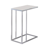 Stella Glass Top Accent Table Chrome and White Half Price Furniture