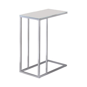 Stella Glass Top Accent Table Chrome and White  Half Price Furniture