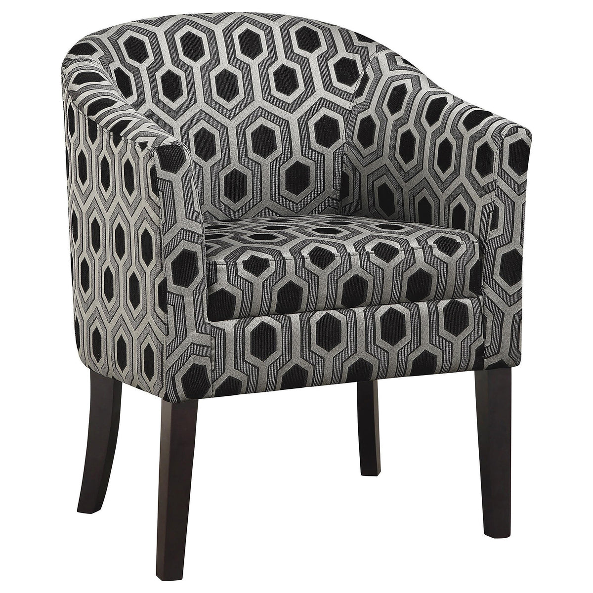 Jansen Hexagon Patterned Accent Chair Grey and Black Jansen Hexagon Patterned Accent Chair Grey and Black Half Price Furniture