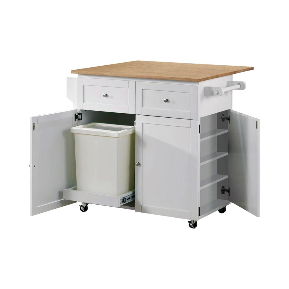 Jalen 3-door Kitchen Cart with Casters Natural Brown and White  Half Price Furniture