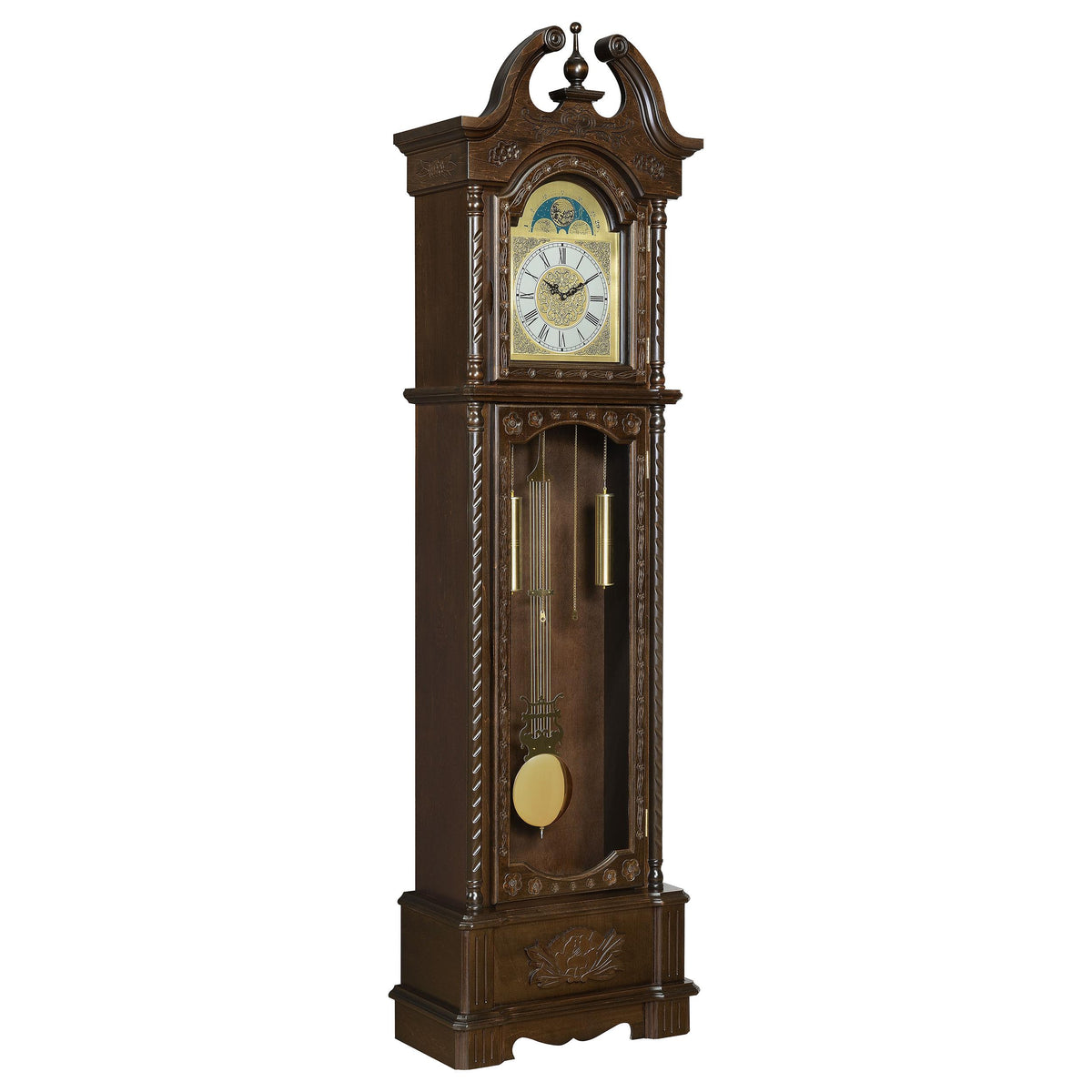 Cedric Grandfather Clock with Chime Golden Brown  Half Price Furniture