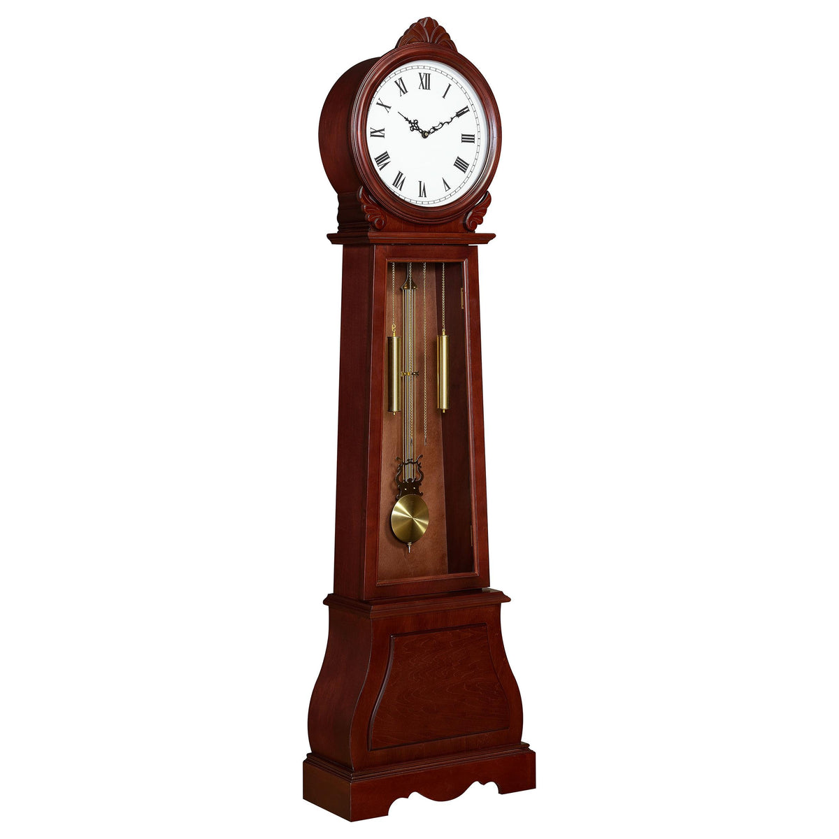 Narcissa Grandfather Clock with Chime Brown Red Narcissa Grandfather Clock with Chime Brown Red Half Price Furniture
