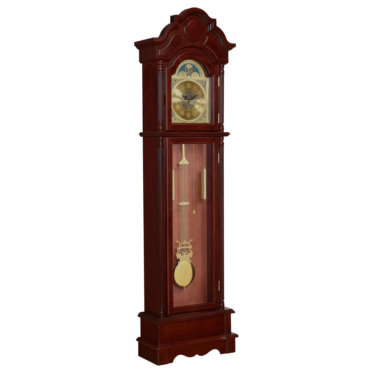 Diggory Grandfather Clock Brown Red and Clear  Half Price Furniture