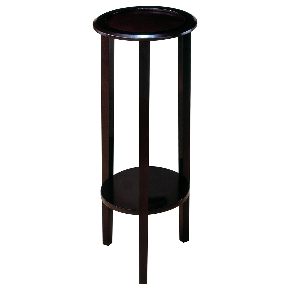 Kirk Round Accent Table with Bottom Shelf Espresso  Half Price Furniture