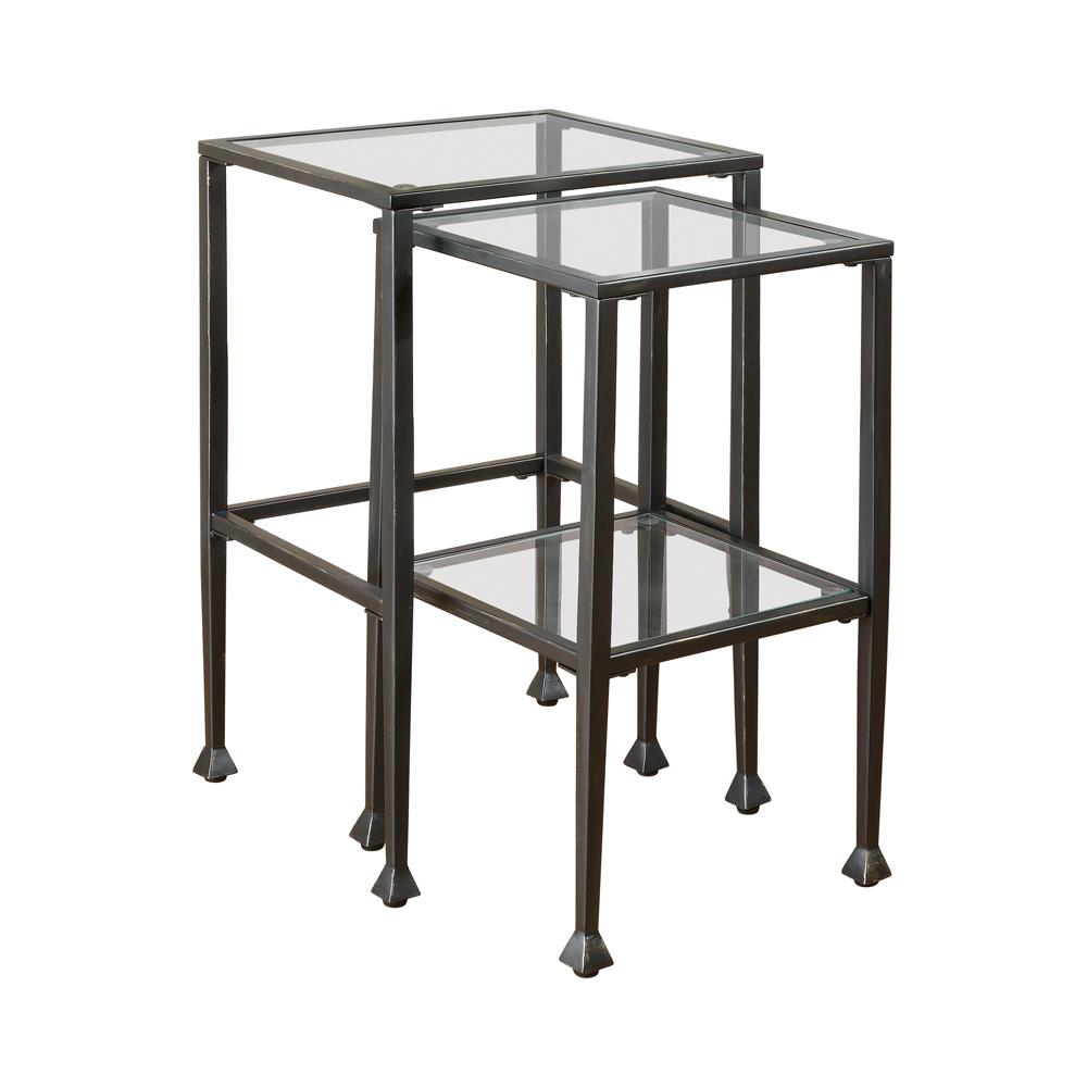 Leilani 2-piece Glass Top Nesting Tables Black  Half Price Furniture