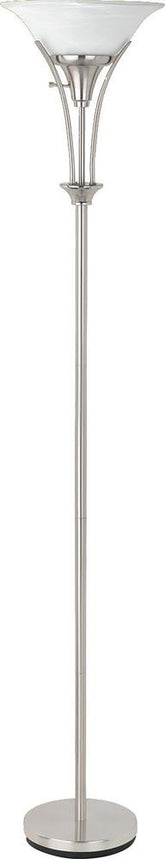 Archie Floor Lamp with Frosted Ribbed Shade Brushed Steel Half Price Furniture