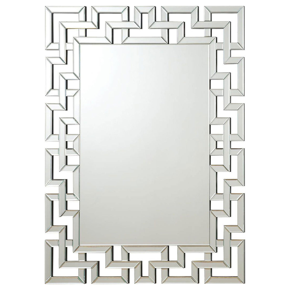 Forman Interlocking Greek Frameless Wall Mirror Silver  Half Price Furniture