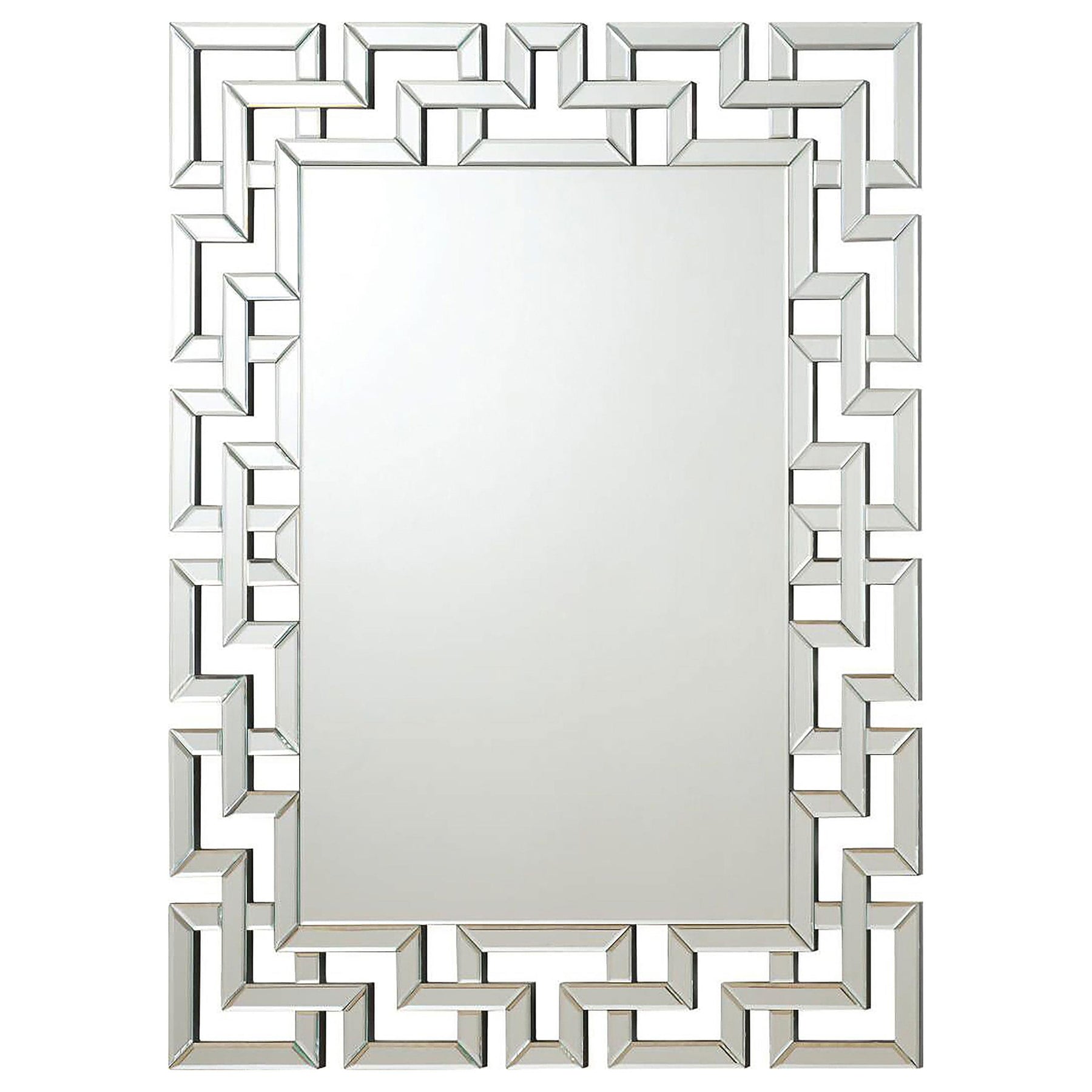 Forman Interlocking Greek Frameless Wall Mirror Silver  Half Price Furniture
