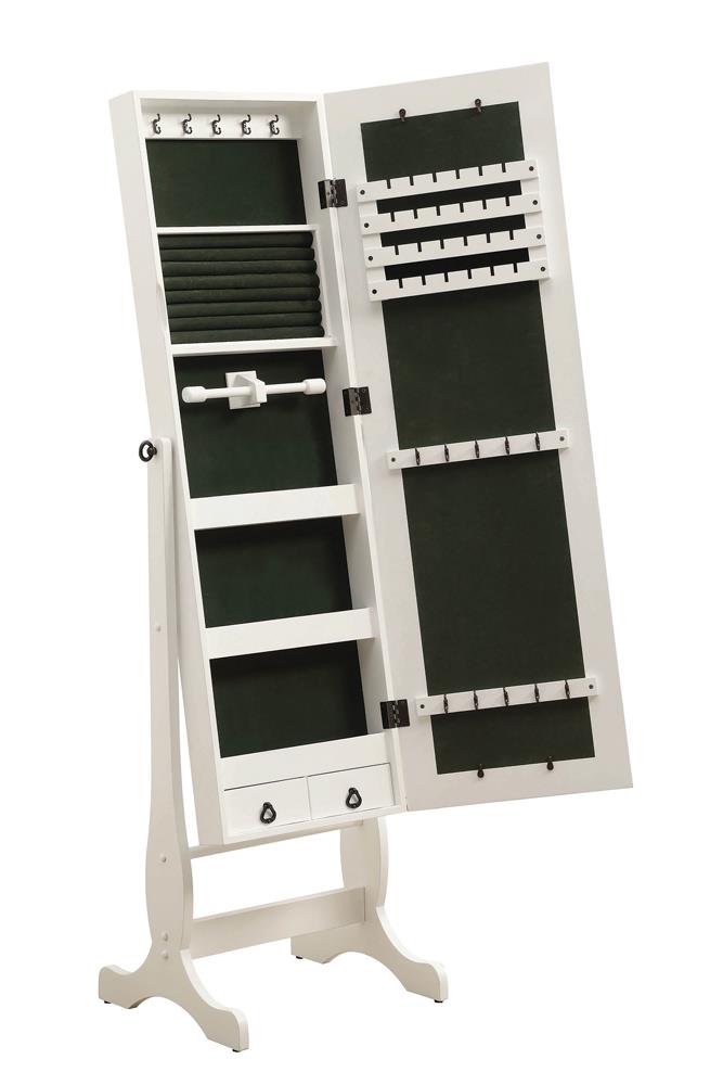 Batista Jewelry Cheval Mirror with Drawers White  Half Price Furniture