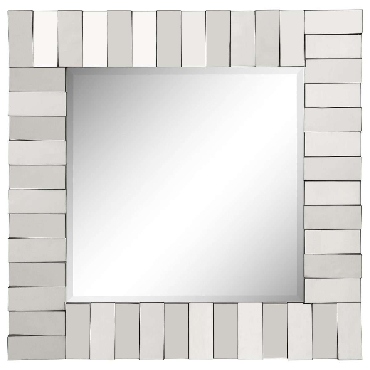 Tanwen Square Wall Mirror with Layered Panel Silver  Half Price Furniture
