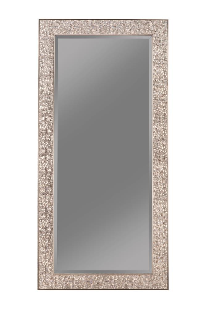 Rollins Rectangular Floor Mirror Silver Sparkle  Half Price Furniture