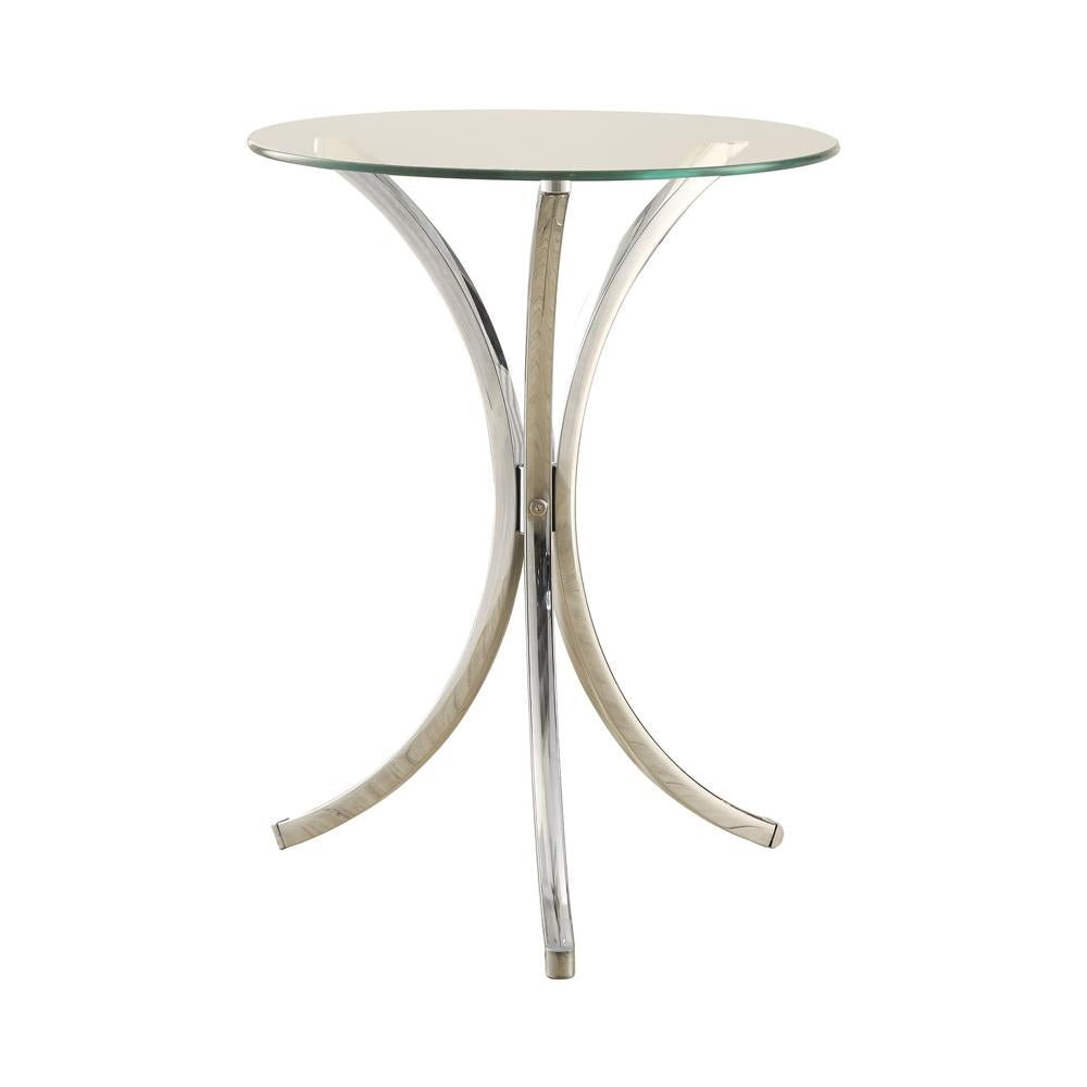 Eloise Round Accent Table with Curved Legs Chrome  Half Price Furniture